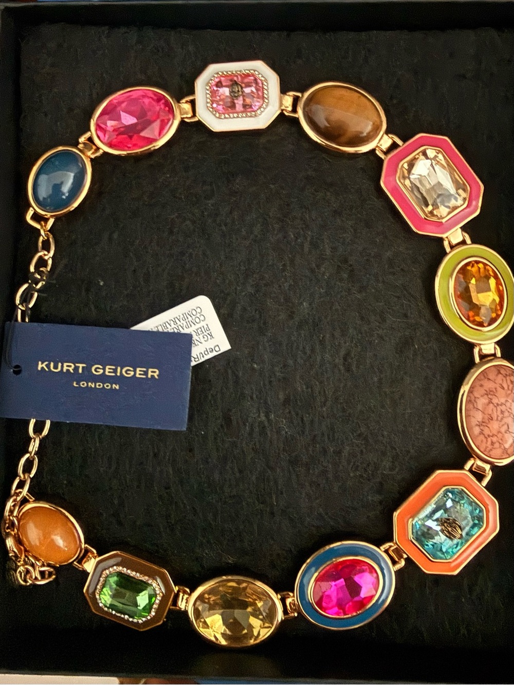 Kurt Geiger Multicolor Gemstone Link Necklace